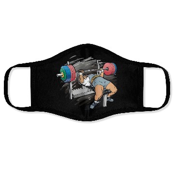 Discover Powerlifting bench press gift for powerlifter gym Face Masks