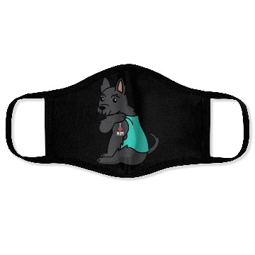 Discover I Love Mom Tattoo Scottish Terrier Face Masks