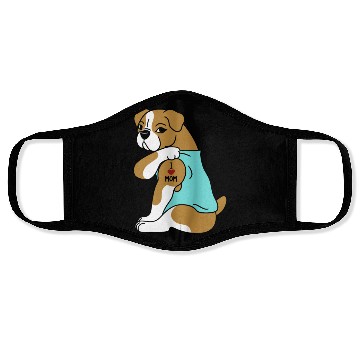 Discover I Love Mom Tattoo English Bulldog Face Masks