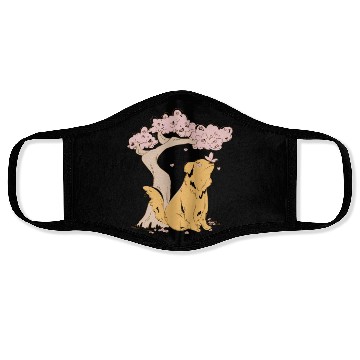 Discover Dog With Sakura Tree Face Masks