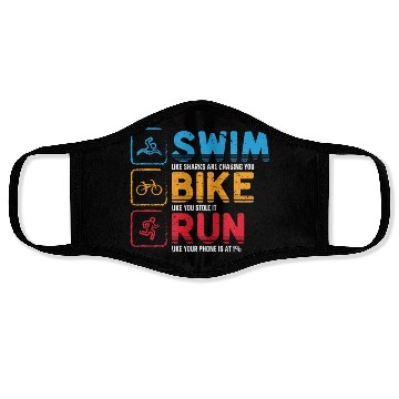 Discover Swim Bike Run Triathlon Athlete Swim Run Bike Face Masks