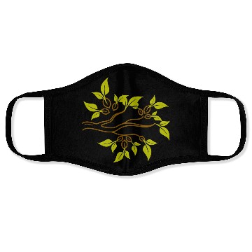 Discover Tree branches and tree leaves - modern artwork Face Masks