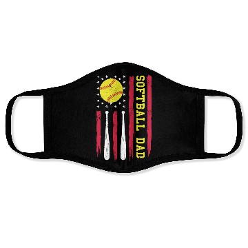 Discover Softball Dad Vintage American Flag Face Masks