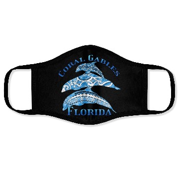 Discover Coral Gables Florida Vacation Tribal Dolphins Face Masks