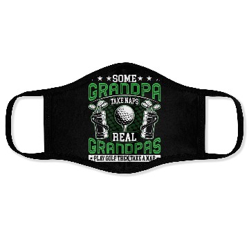 Discover Real Grandpas Play Golf Golfer Golf Lover Grandad Face Masks