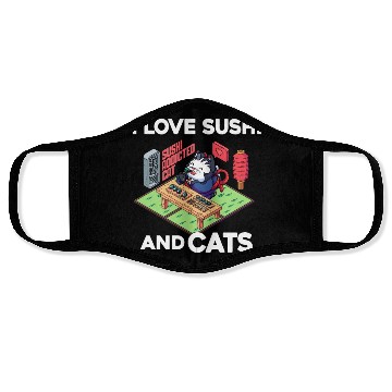 Discover I Love Sushi And Cats, Sushi Lover, Japan, Face Masks