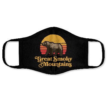 Discover Retro Great Smoky Mountains Park Bear Face Masks