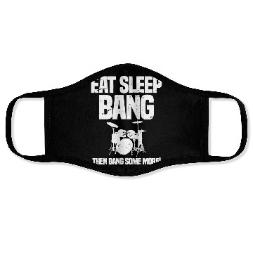 Discover Eat Sleep Bang Drums Funny Drummer Face Masks