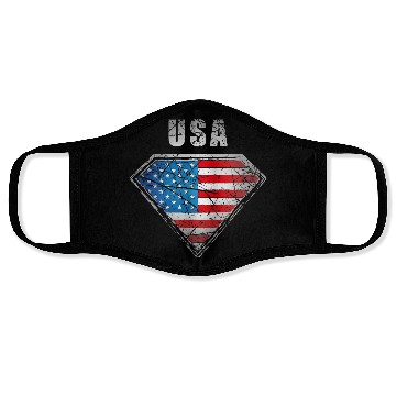 Discover USA superhero flag legend vintage crest Face Masks