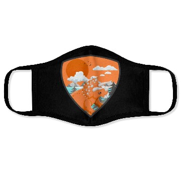 Discover triceratops predators in mountains Face Masks