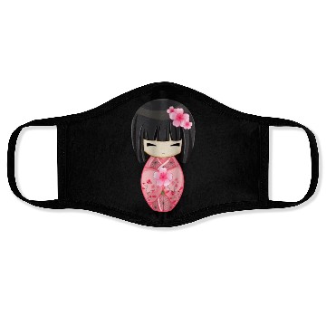 Discover Cherry Blossom Geisha Japanese Kokeshi Doll Face Masks