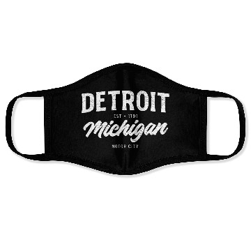 Discover Detroit Michigan Typography Face Masks