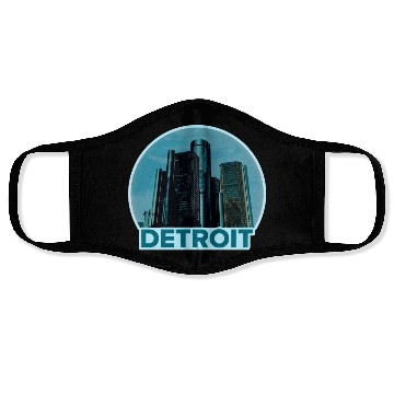 Discover Detroit Michigan Skyline Face Masks