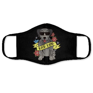 Discover Bad Dog Tattoo Irish Wolfhound Face Masks