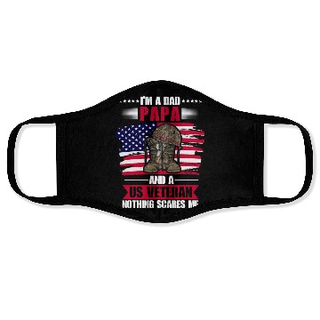 Discover US Veteran Dad American Flag Patriotic Face Masks