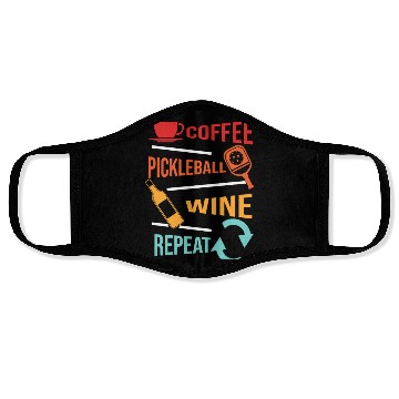 Discover Coffee Pickleball Wine Repeat for Men Women Face Masks