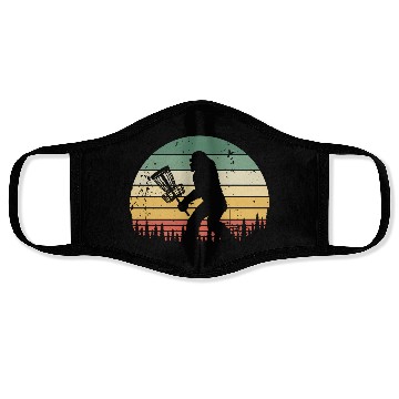 Discover Funny Bigfoot Disc Golf Trees Vintage Sunset Face Masks