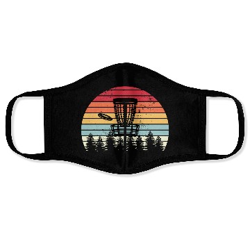 Discover Disc Golf Retro Distressed Trees Sunset Face Masks
