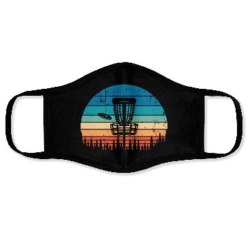 Discover Vintage Disc Golf Retro Distressed Sunset Face Masks