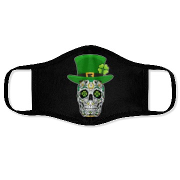Discover Sugar Skull Saint Patrick's Day of Dead Face Masks