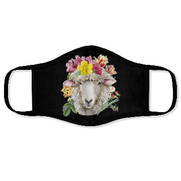 Discover Floral Sheep Spring Nature Farm Sheep Lovers Face Masks