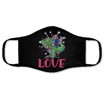 Discover Love America Washington Dinosaur USA 4th Of July Face Masks
