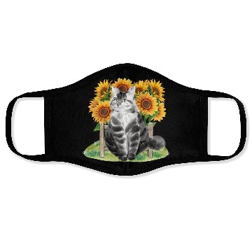 Discover Black Cat With SunFlowers, Gifts For Kitten Lovers Face Masks