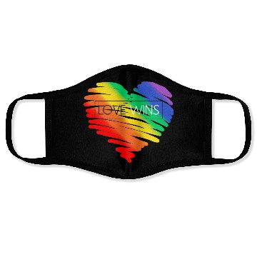 Discover LGBT Rainbow Heart Love Wins Gay Lesbian Trans Bi Face Masks
