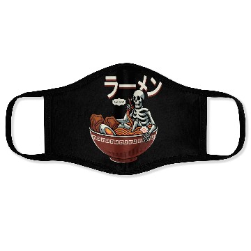 Discover skeleton relaxing bowl ramen Face Masks