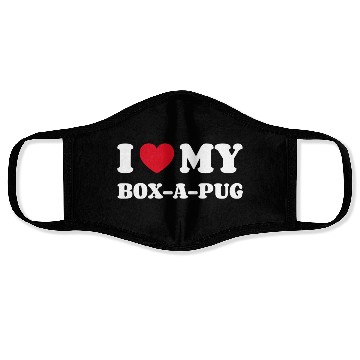 Discover I Love My Box-A-Pug Face Masks