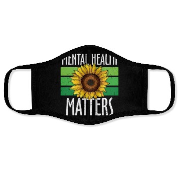 Discover Mental Health Matters Green Sunflower Face Masks