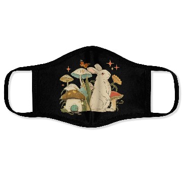 Discover Cottagecore with bunny, mushrooms and butterfly Face Masks