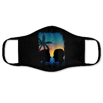 Discover Couples Retro Sunset , Beach, Palm Trees, Vacation Face Masks