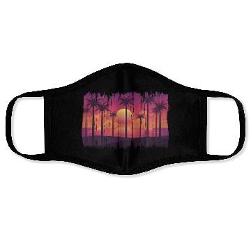 Discover Purple Sunset , Beach, Palm Trees, Vacation Face Masks