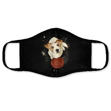 Discover dog waiting pizza Face Masks