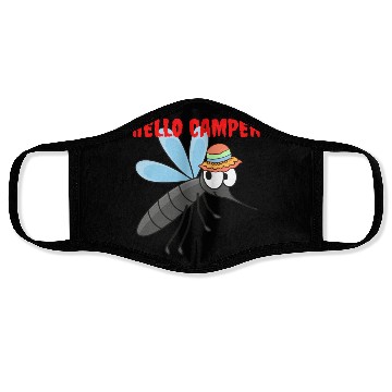 Discover Hello camper | Cute mosquito with a colorful hat Face Masks