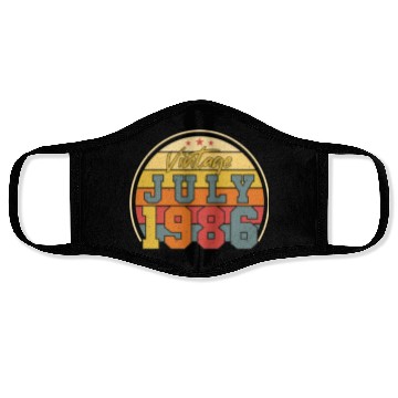 Discover Birthday Greeting July 1986 Face Masks