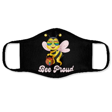 Discover Proud Bee LGBTQ Pride Rainbow Flag Honey Face Masks