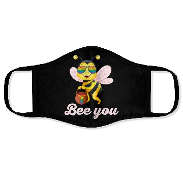 Discover Cute Bee LGBT Gay Lesbian Pride Rainbow Honey Face Masks