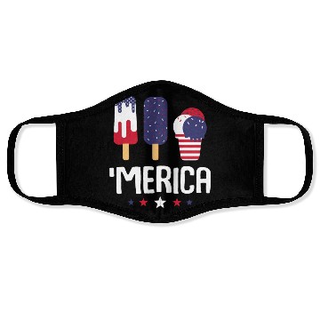 Discover Merica Ice Cream Lover Popsicles US Flag Face Masks
