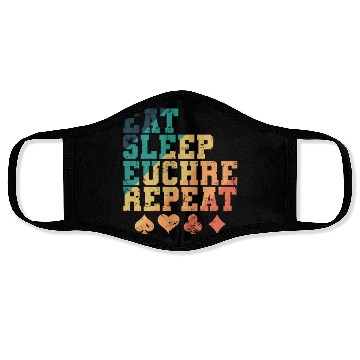 Discover Eat Sleep Euchre Repeat Deck of Cards playing Card Face Masks