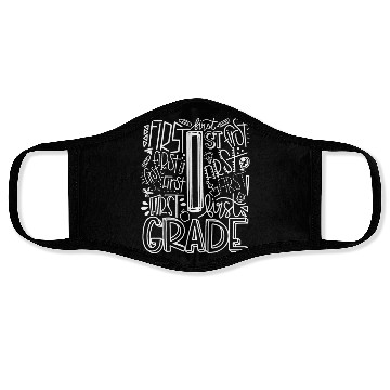 Discover 1st Grade Typography Team First Grade Teacher Back Face Masks