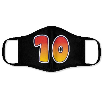 Discover Number 10 Red - Orange Design Face Masks