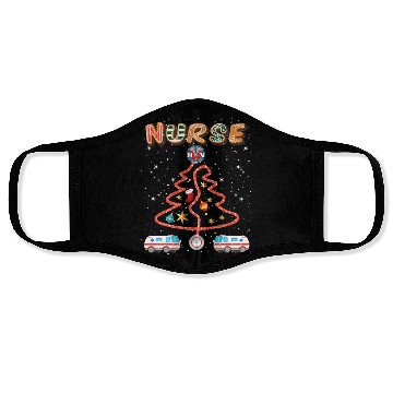 Discover Stethosope Christmas Pine Tree Registered Nurse Face Masks