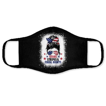 Discover USA Messy Bun Bleached Stars Stripes Equal Rights Face Masks