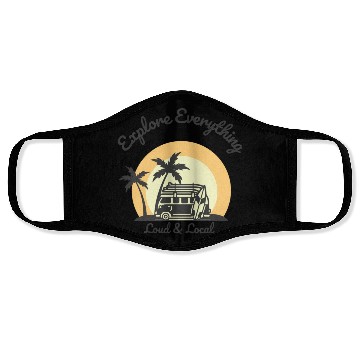 Discover Loud & Local Retro Camping Design Face Masks