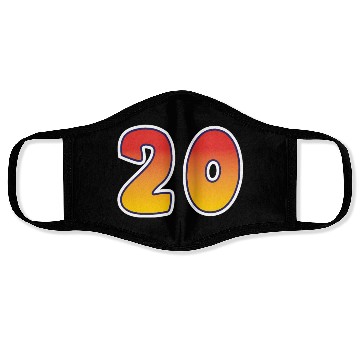 Discover Number 20 Red - Orange Design Face Masks