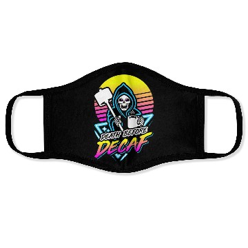 Discover Death Before Decaf (Gym Reaper) Retro Neon Face Masks