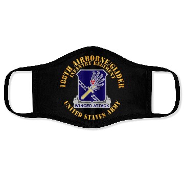 Discover Army 188th Airborne Glider Infantry Regiment DUI X Face Masks