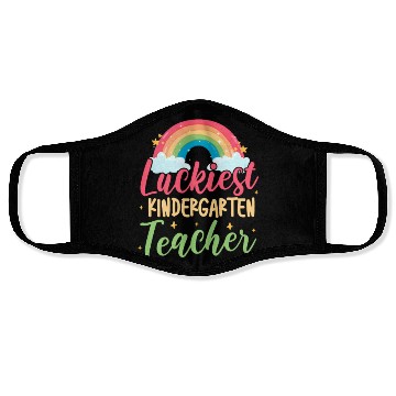 Discover Luckiest Kindergarten Teacher Rainbow Face Masks